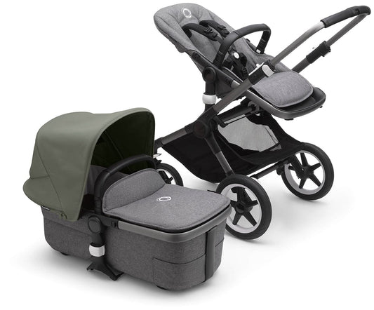 Bugaboo Fox3 Complete Stroller Bundle - Graphite / Grey Melange / Forest Green - 2306010049-2306010063
