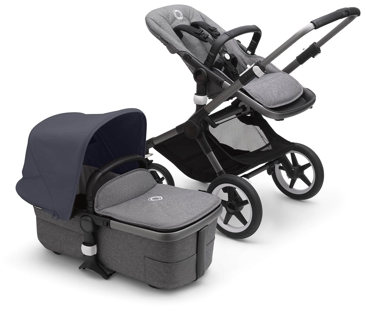 Bugaboo Fox3 Complete Stroller Bundle - Graphite / Grey Melange / Stormy Blue - 2306010049-2306010062