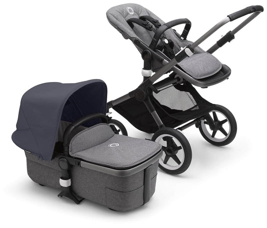 Bugaboo Fox3 Complete Stroller Bundle - Graphite / Grey Melange / Stormy Blue - 2306010049-2306010062
