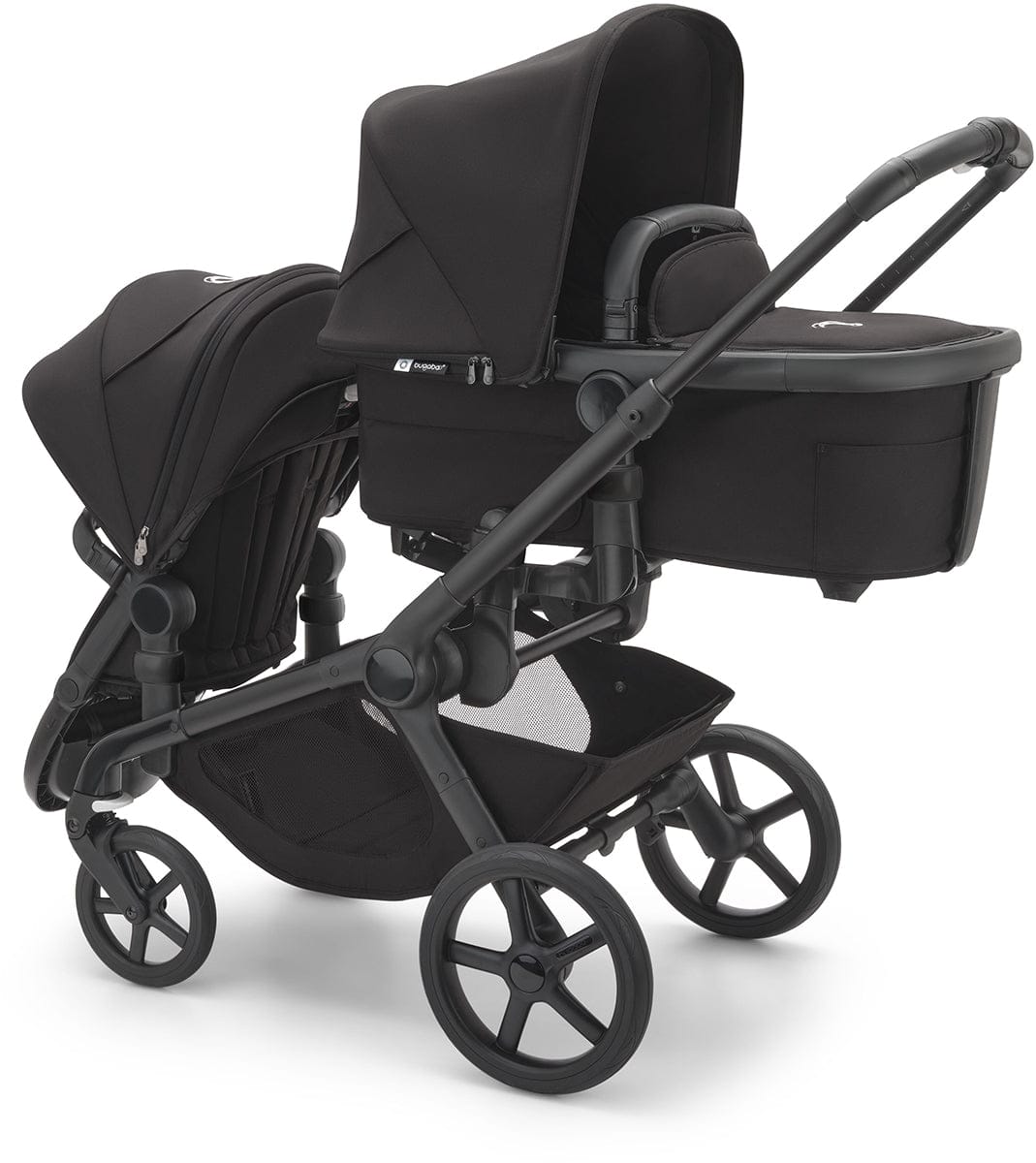 Bugaboo Kangaroo All-Position Newborn Double Stroller Bundle - Black / Midnight Black / Midnight Black - APN-100280018-100281022