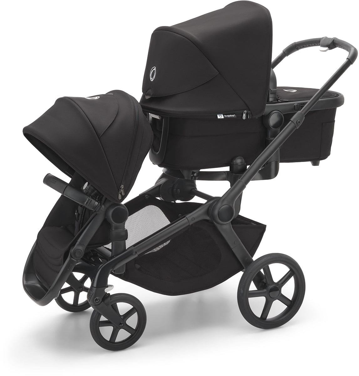 Bugaboo Kangaroo All-Position Newborn Double Stroller + Turtle Air Shield By Nuna Travel System Bundle - Black / Dark Cherry / Dark Cherry / Black - APN-TRVL-100280024-100281019