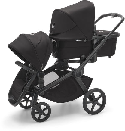 Bugaboo Kangaroo All-Position Newborn Double Stroller + Turtle Air Shield By Nuna Travel System Bundle - Black / Midnight Black / Midnight Black / Black - APN-TRVL-100280018-100281022
