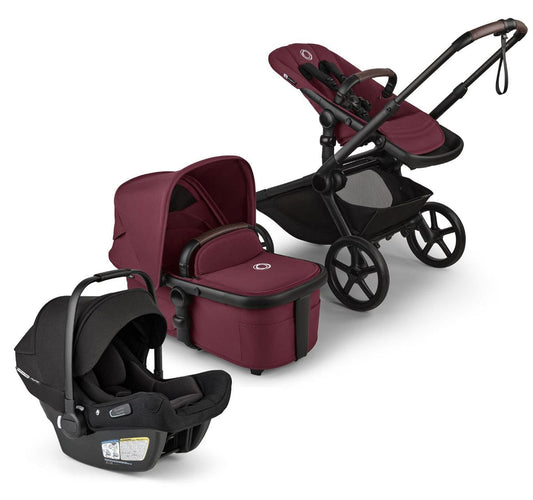 Bugaboo Kangaroo Complete + Turtle Air Shield By Nuna Travel System Bundle - Black / Dark Cherry / Dark Cherry / Black - 100280024-400016001