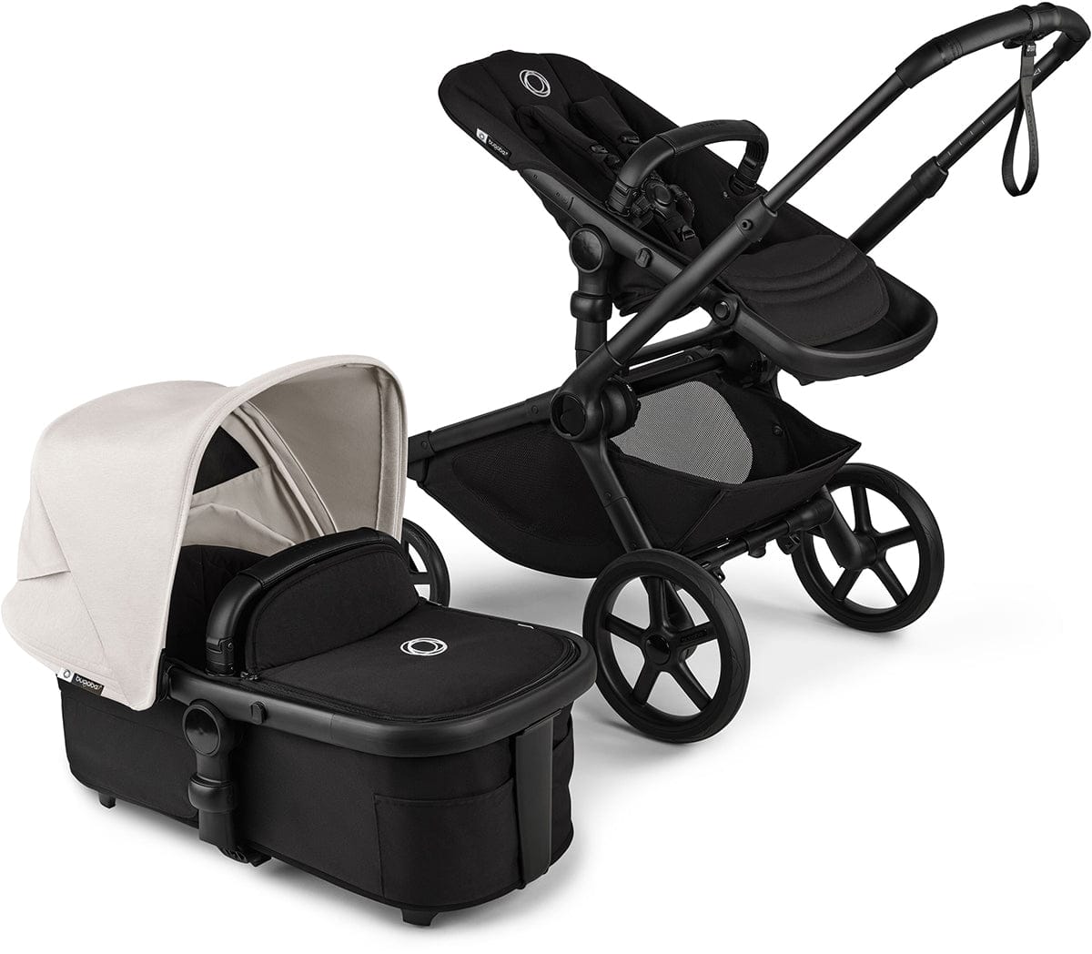 Bugaboo Kangaroo Complete Stroller + Bassinet Bundle - Black / Midnight Black / Misty White - 100506004-100505003