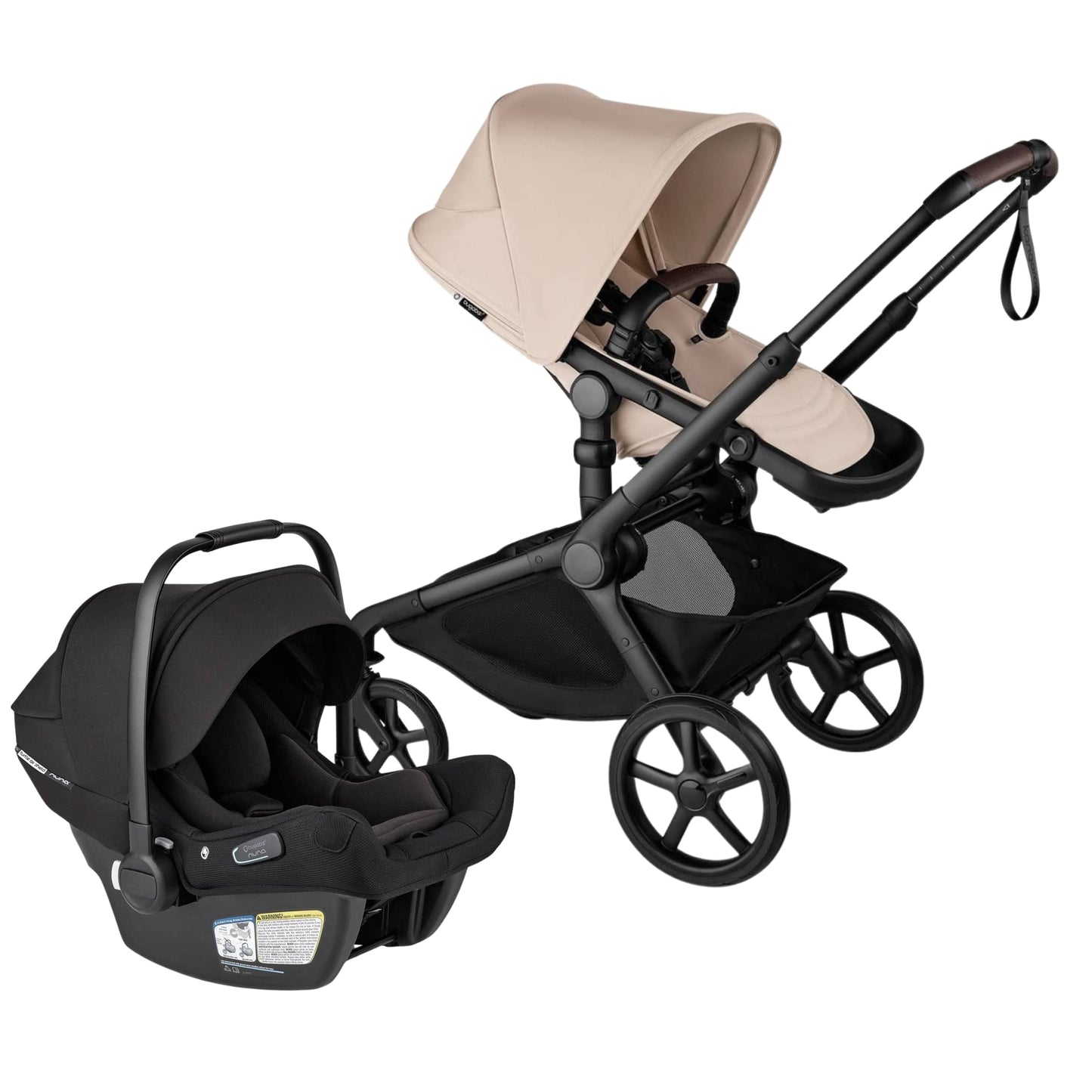 Bugaboo Kangaroo Complete Stroller + Turtle Air Shield By Nuna Travel System Bundle - Black / Desert Taupe / Desert Taupe / Black - 100506001-400016001