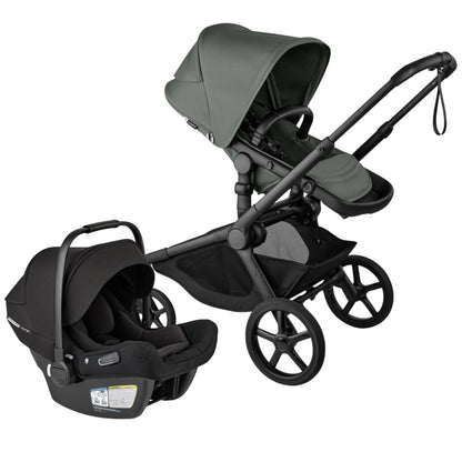 Bugaboo Kangaroo Complete Stroller + Turtle Air Shield By Nuna Travel System Bundle - Black / Forest Green / Forest Green / Black - 100506005-400016001