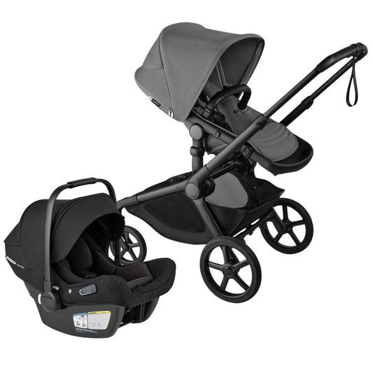 Bugaboo Kangaroo Complete Stroller + Turtle Air Shield By Nuna Travel System Bundle - Black / Moon Grey / Moon Grey / Black - 100506002-400016001