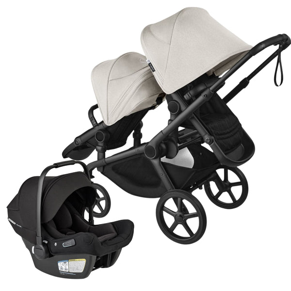 Bugaboo Kangaroo Double Seat Stroller + Turtle Air Shield by Nuna Travel System Bundle