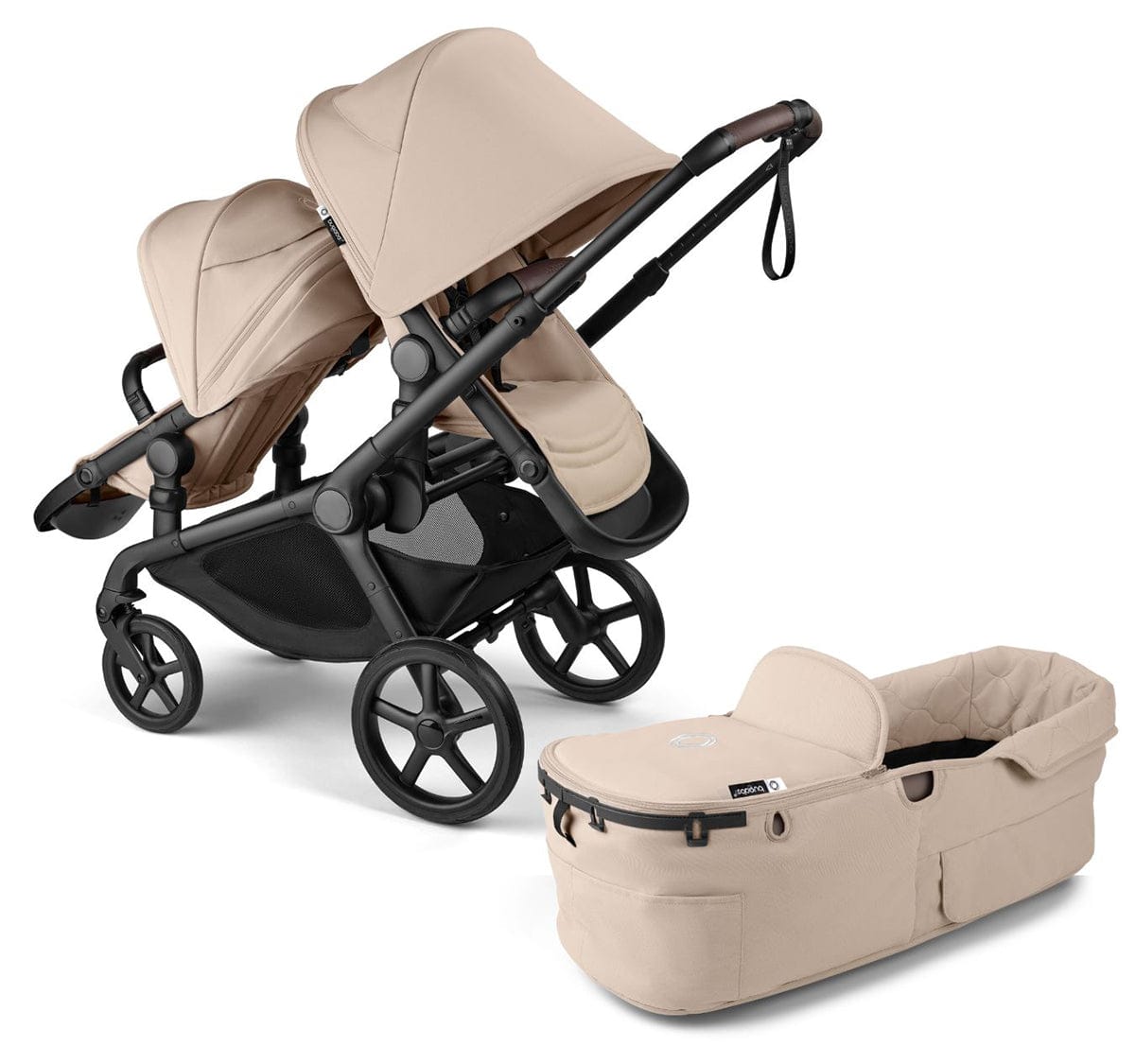 Bugaboo Kangaroo Double Stroller Bundle - Black / Desert Taupe / Desert Taupe - 100280028-100281018