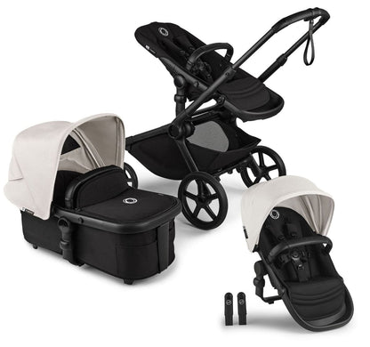 Bugaboo Kangaroo Double Stroller Bundle - Black / Midnight Black / Misty White - 100280019-100281020