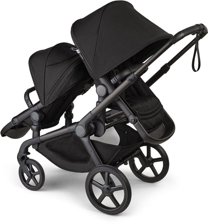 Bugaboo Kangaroo Double Stroller + Turtle Air Shield By Nuna Travel System Bundle - Black / Dark Cherry / Dark Cherry / Black - TRVL-100280024-100281019