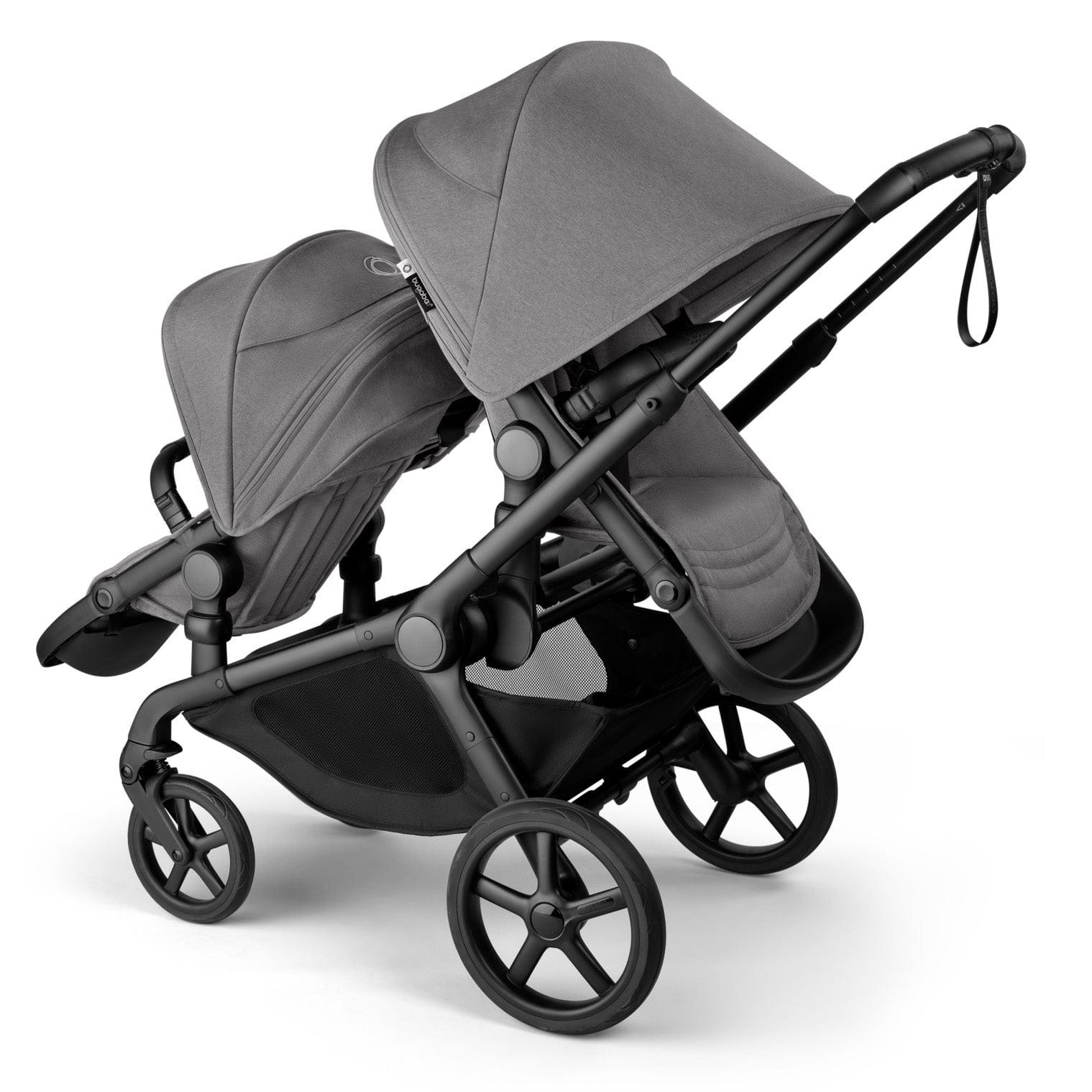 Bugaboo Kangaroo Double Stroller + Turtle Air Shield By Nuna Travel System Bundle - Black / Moon Grey / Moon Grey - TRVL-100280033-100281023