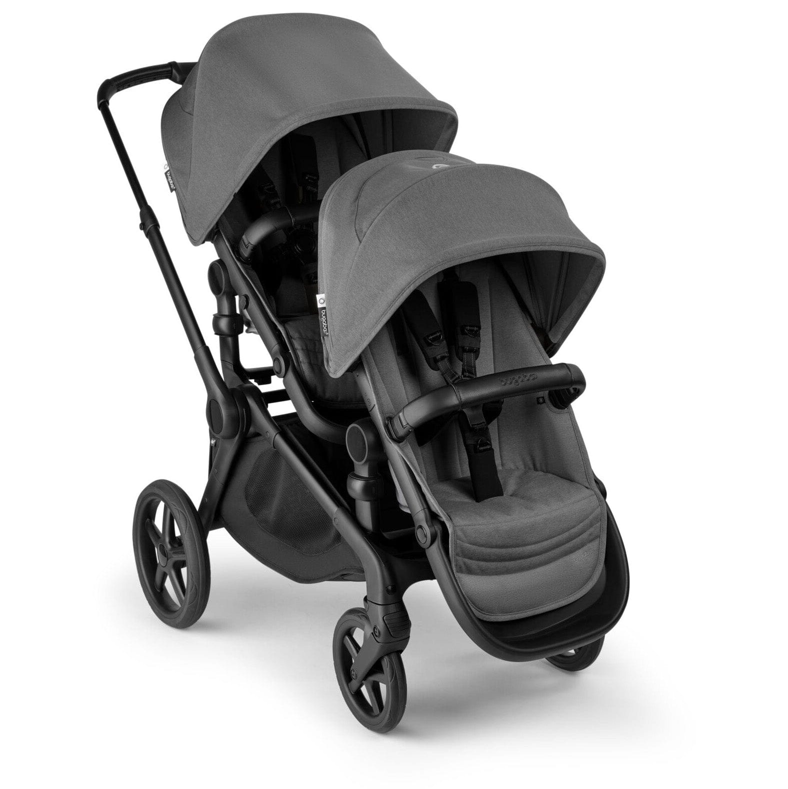 Bugaboo Kangaroo Double Stroller + Turtle Air Shield By Nuna Travel System Bundle - Black / Moon Grey / Moon Grey - TRVL-100280033-100281023