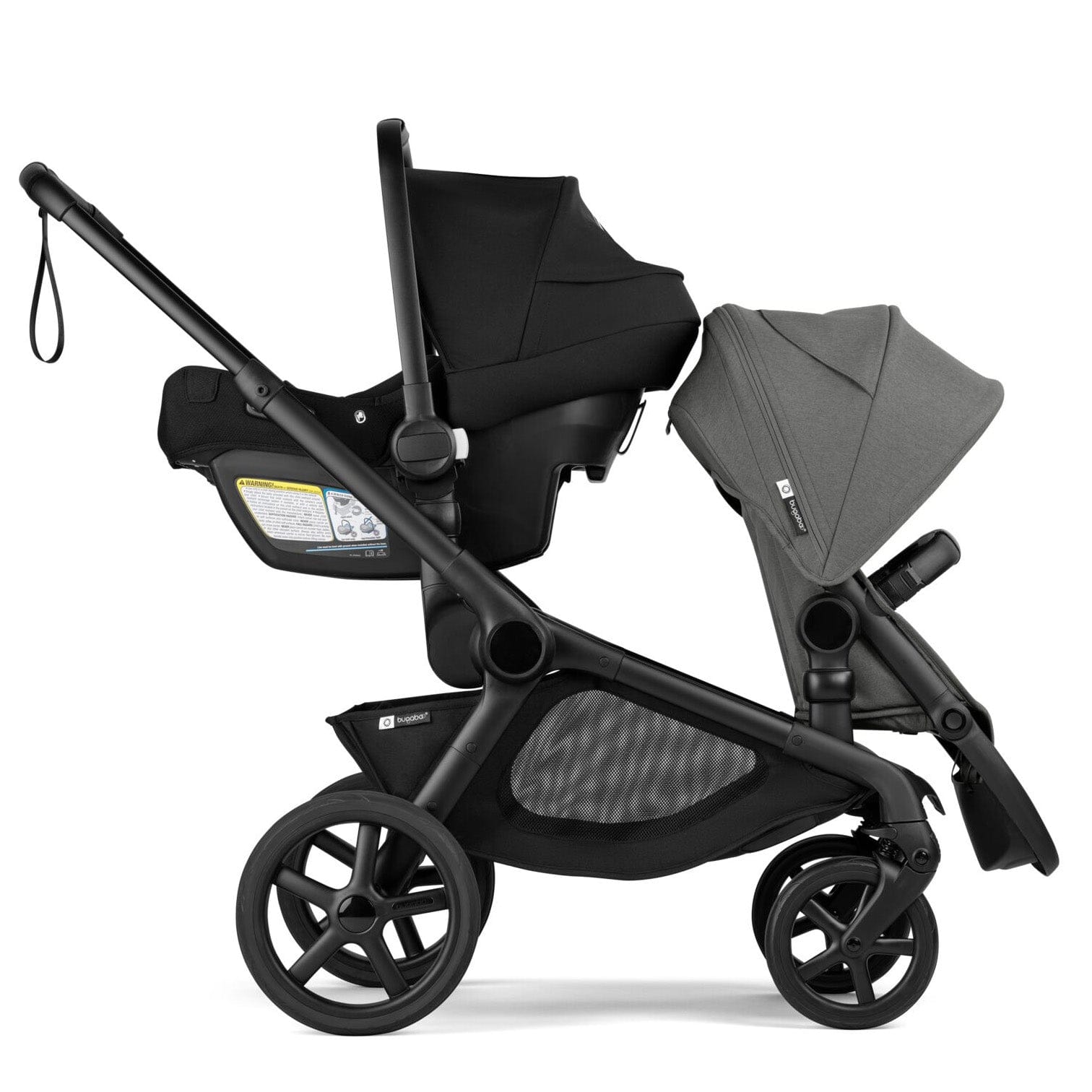 Bugaboo Kangaroo Double Stroller + Turtle Air Shield By Nuna Travel System Bundle - Black / Moon Grey / Moon Grey - TRVL-100280033-100281023