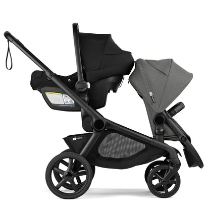 Bugaboo Kangaroo Double Stroller + Turtle Air Shield By Nuna Travel System Bundle - Black / Moon Grey / Moon Grey - TRVL-100280033-100281023