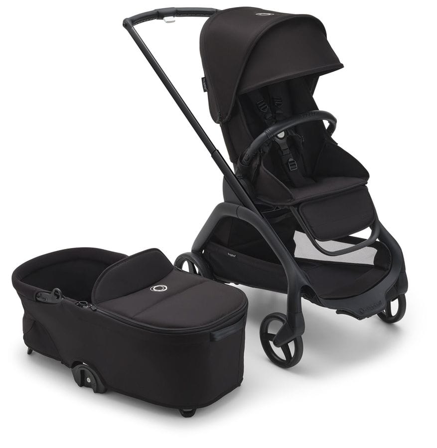 Bugaboo OPEN BOX Dragonfly Complete Lightweight Compact Stroller + Bassinet - Black / Midnight Black / Midnight Black