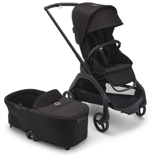Bugaboo OPEN BOX Dragonfly Complete Lightweight Compact Stroller + Bassinet - Black / Midnight Black / Midnight Black