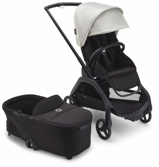 Bugaboo OPEN BOX Dragonfly Complete Lightweight Compact Stroller + Bassinet - Black / Midnight Black / Misty White (Albee Exclusive) - 100176045-ob