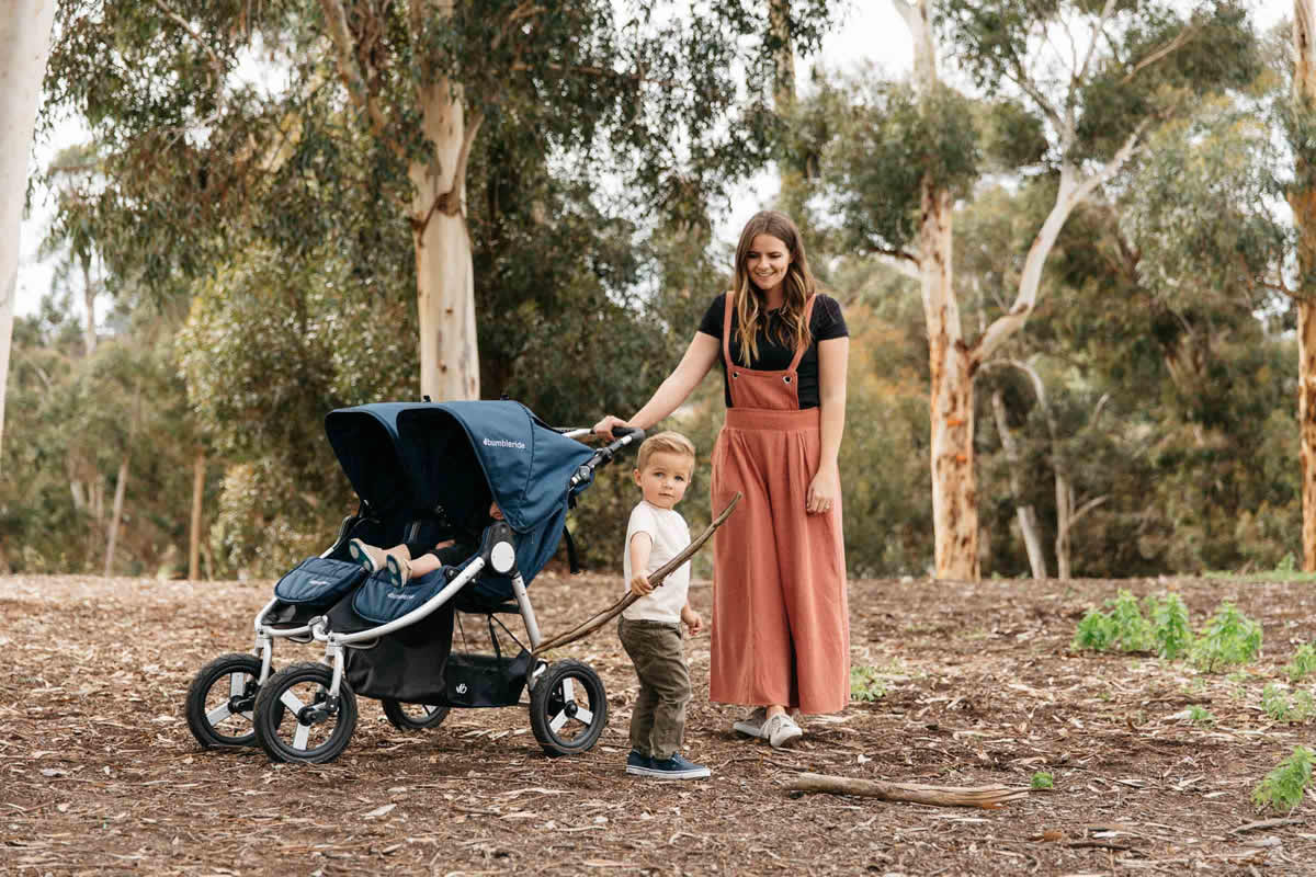 Bumbleride 2019 Indie Twin Side by Side Double Stroller - Dawn Grey Mint