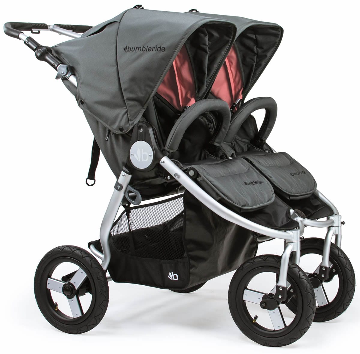 Bumbleride 2019 Indie Twin Side by Side Double Stroller - Dawn Grey Coral