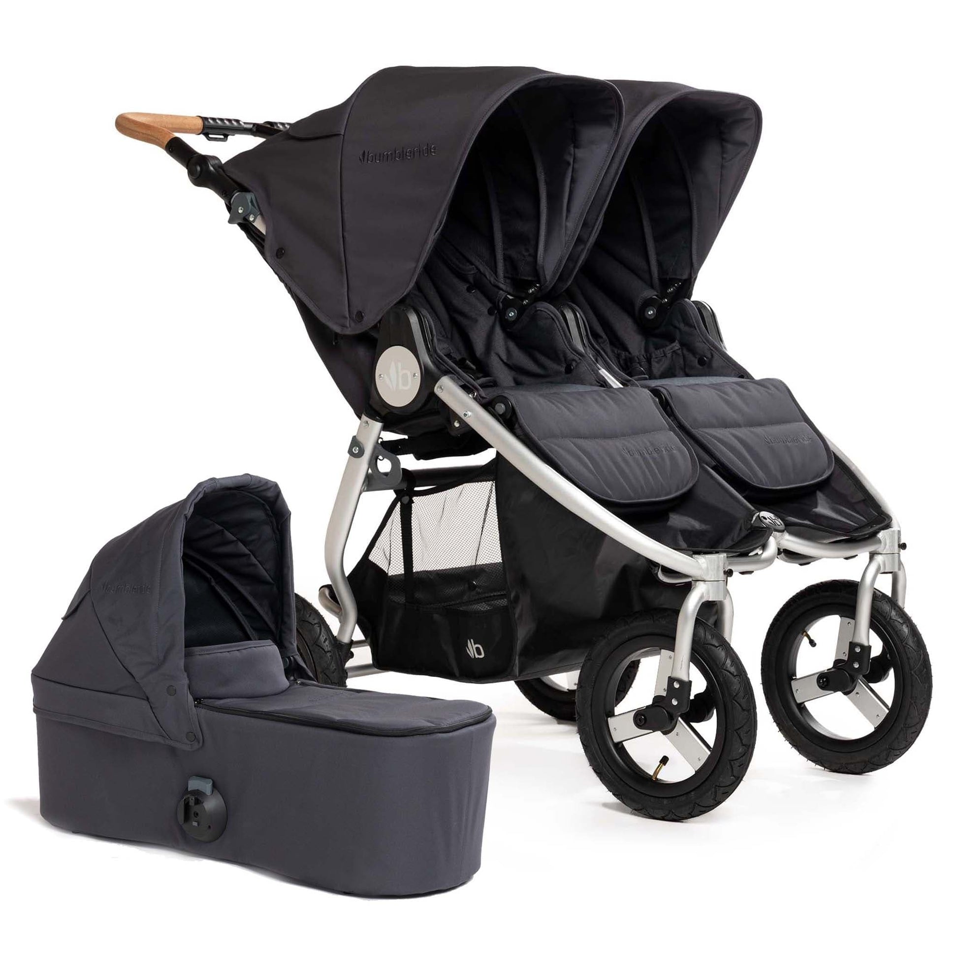 Bumbleride Indie Twin Double Stroller + Bassinet Bundle