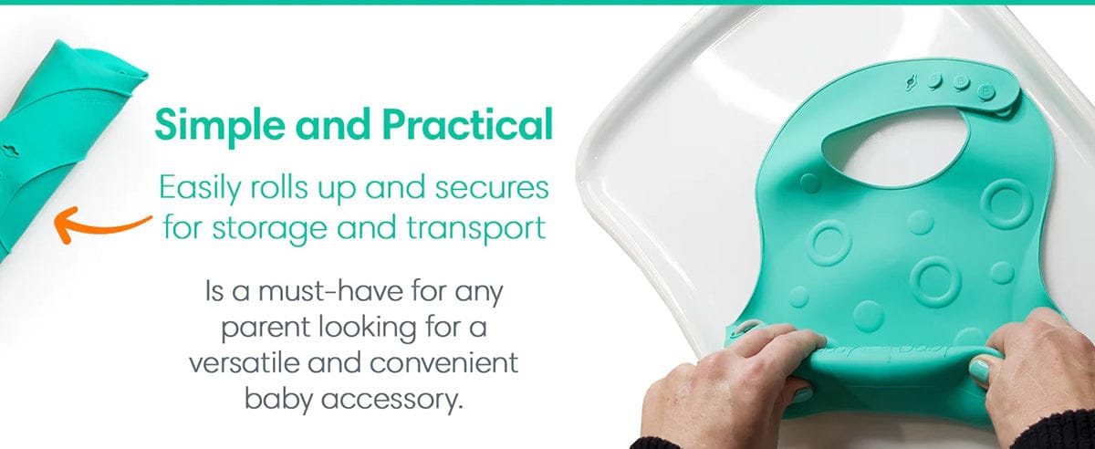 Busy Baby Bungee Bib & Utensil Bundle - Spearmint - 850003408989