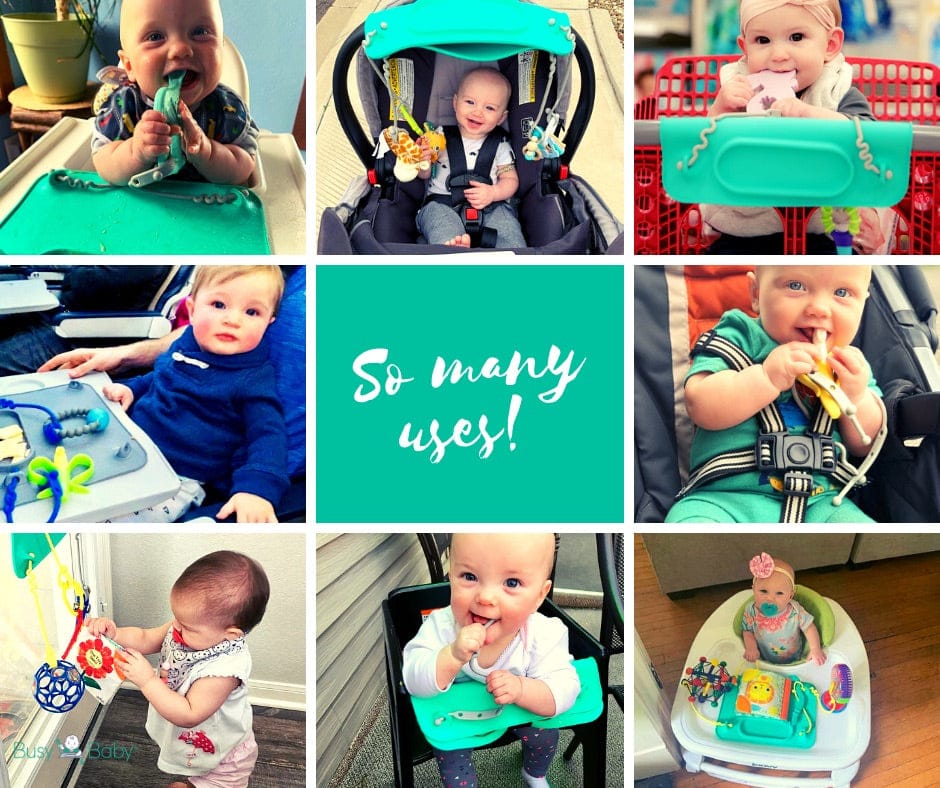 Busy Baby Mat with 2 Tethers - Pewter - P4AFBAUS