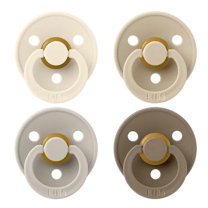 BIBS Original Colour Pacifier, 4 Pack - Ivory/Sand/Vanilla/Dark Oak - Size 2 (6-18 m) - 120460