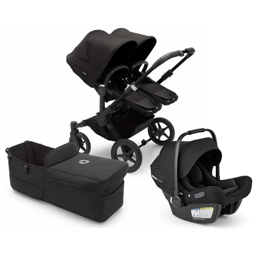 Bugaboo Donkey 5 Duo + Turtle Air Shield Travel System Bundle - Black / Midnight Black / Midnight Black / Black - D5-DUO-TS-100000053-TAS-B