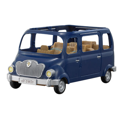 Calico Critters blue toy minivan with tan interior and silver grille