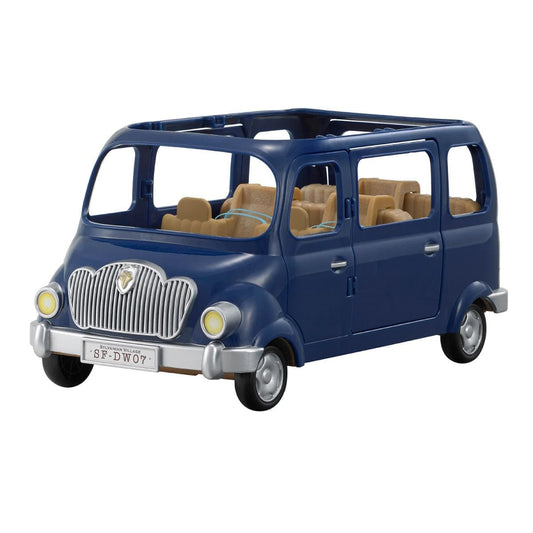 Calico Critters blue toy minivan with tan interior and silver grille