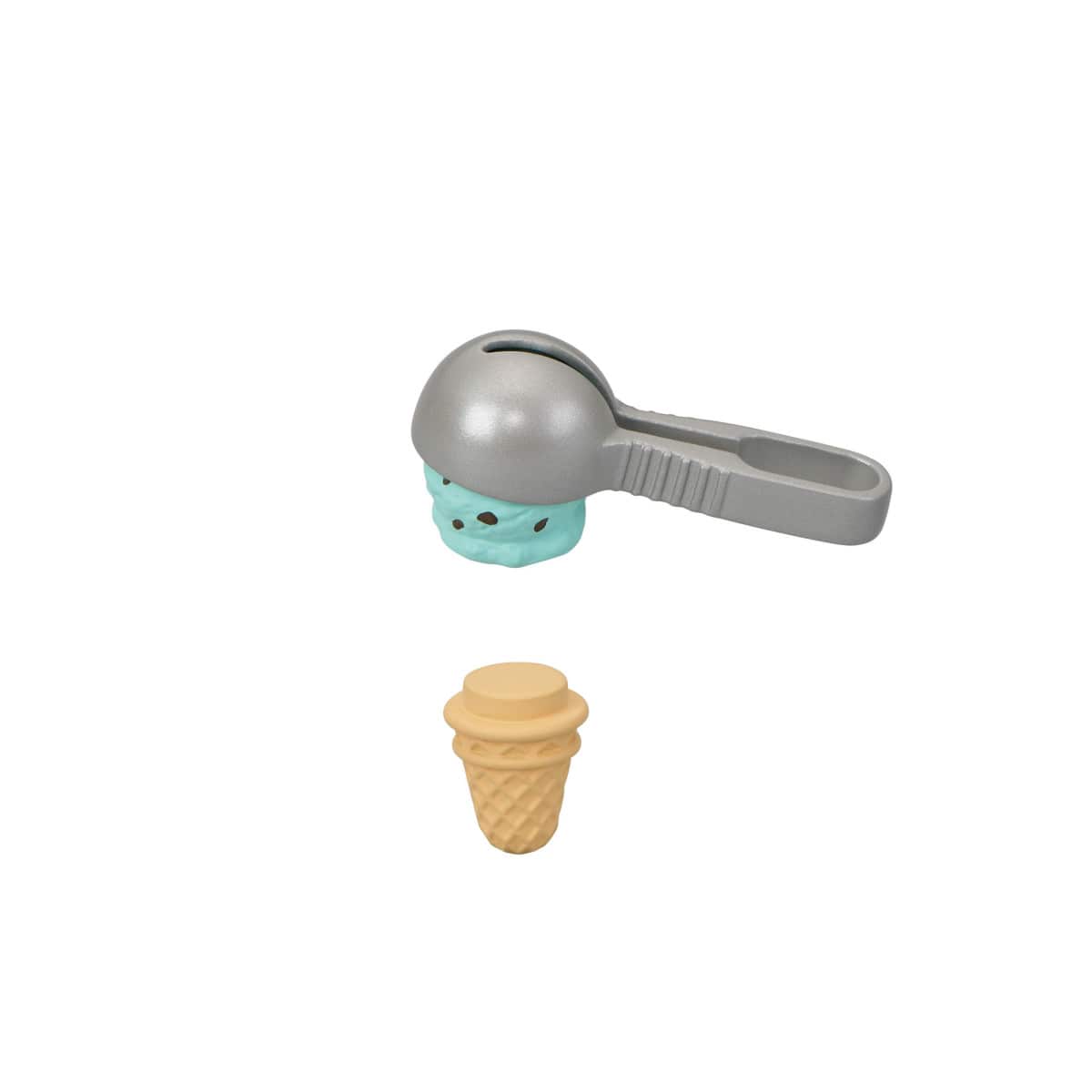 Toy ice cream scoop with mint chocolate chip scoop and waffle cone
