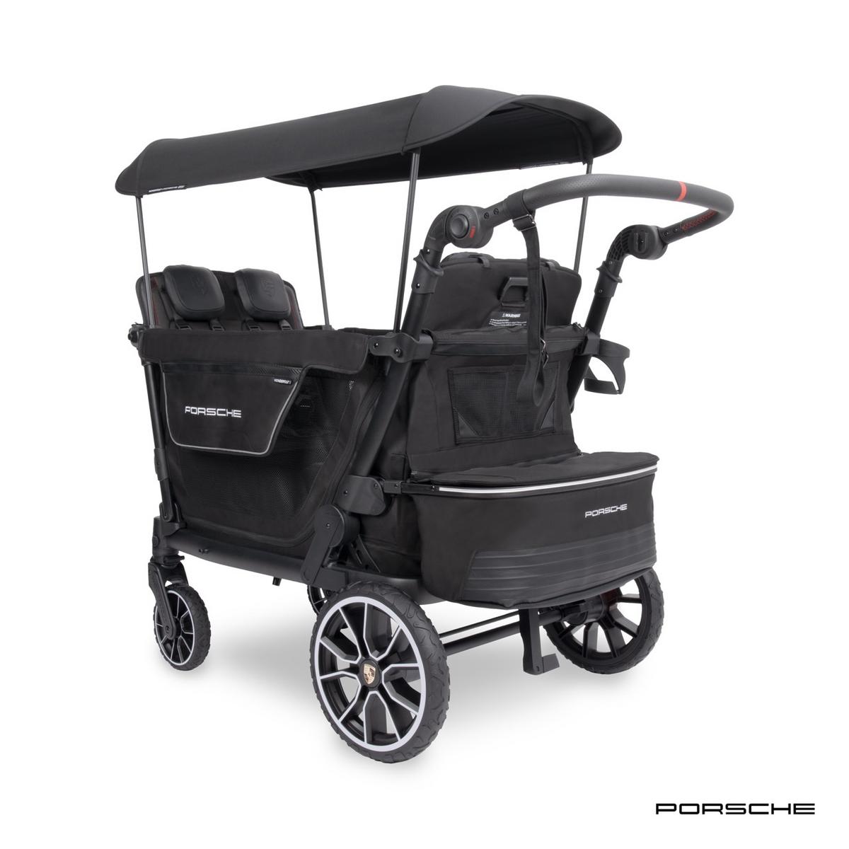 WonderFold L4 Quad (4 Seater) Stroller Wagon with Non-Electric Wheels - Porsche