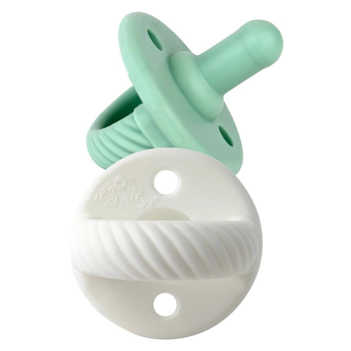 Itzy Ritzy Sweetie Soother 2-Pack Silicone Pacifiers - Green and White Cables (0-6 M) - PCFR8353