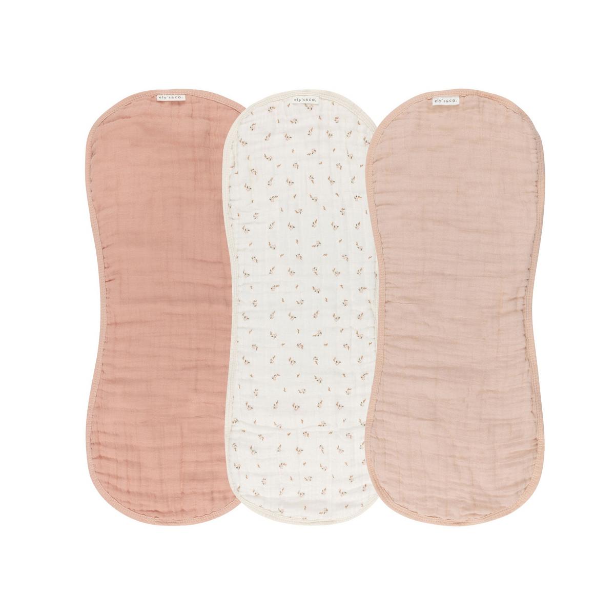 Ely's & Co. 3 Pack Muslin Burp Cloths - Floral Pink