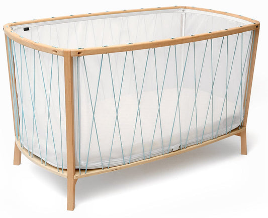 Charlie Crane KIMI Baby Bed with Organic Mattress - Aqua - KIMI-KIT-120-ORG-AQU