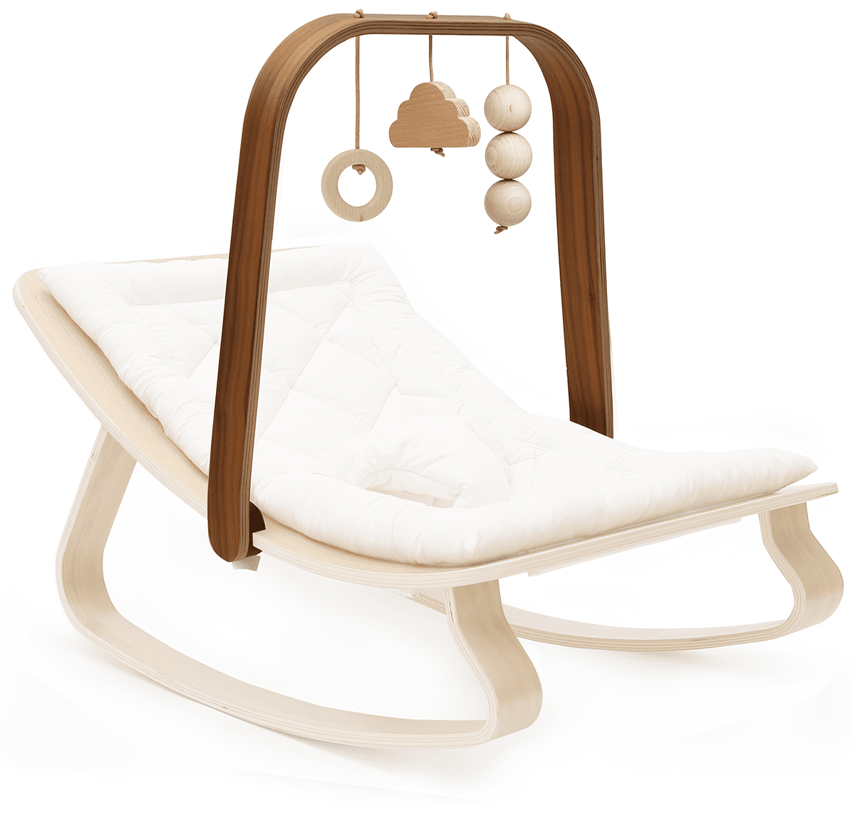 Charlie Crane LEVO Activity Arch for LEVO Baby Rocker - Walnut - LEVO-ARCH-W-TOYS-KIT