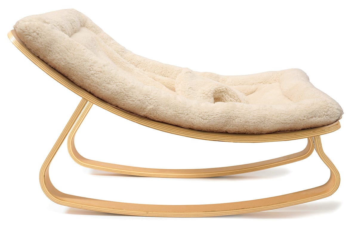 Charlie Crane LEVO Baby Rocker - Beech / Fur Milk - LEVO-FUR-MILK