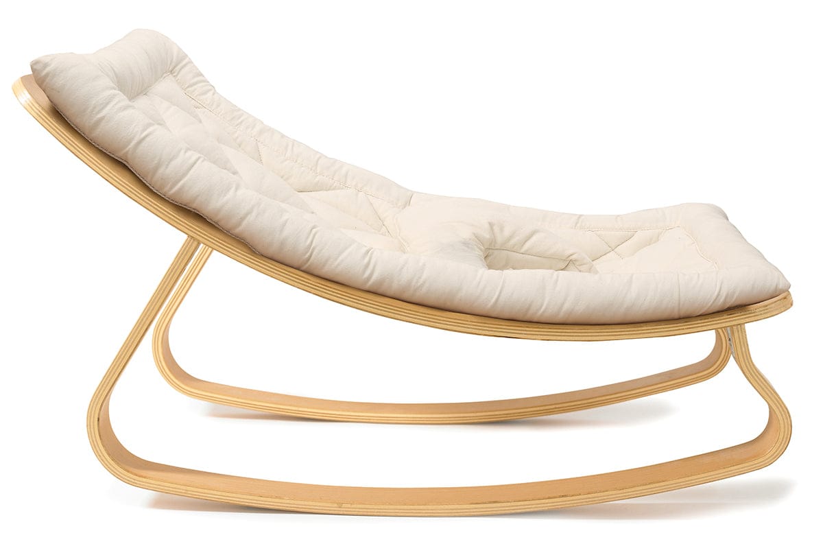 Charlie Crane LEVO Baby Rocker - Beech / Organic White - LEVO-ORG-WHITE
