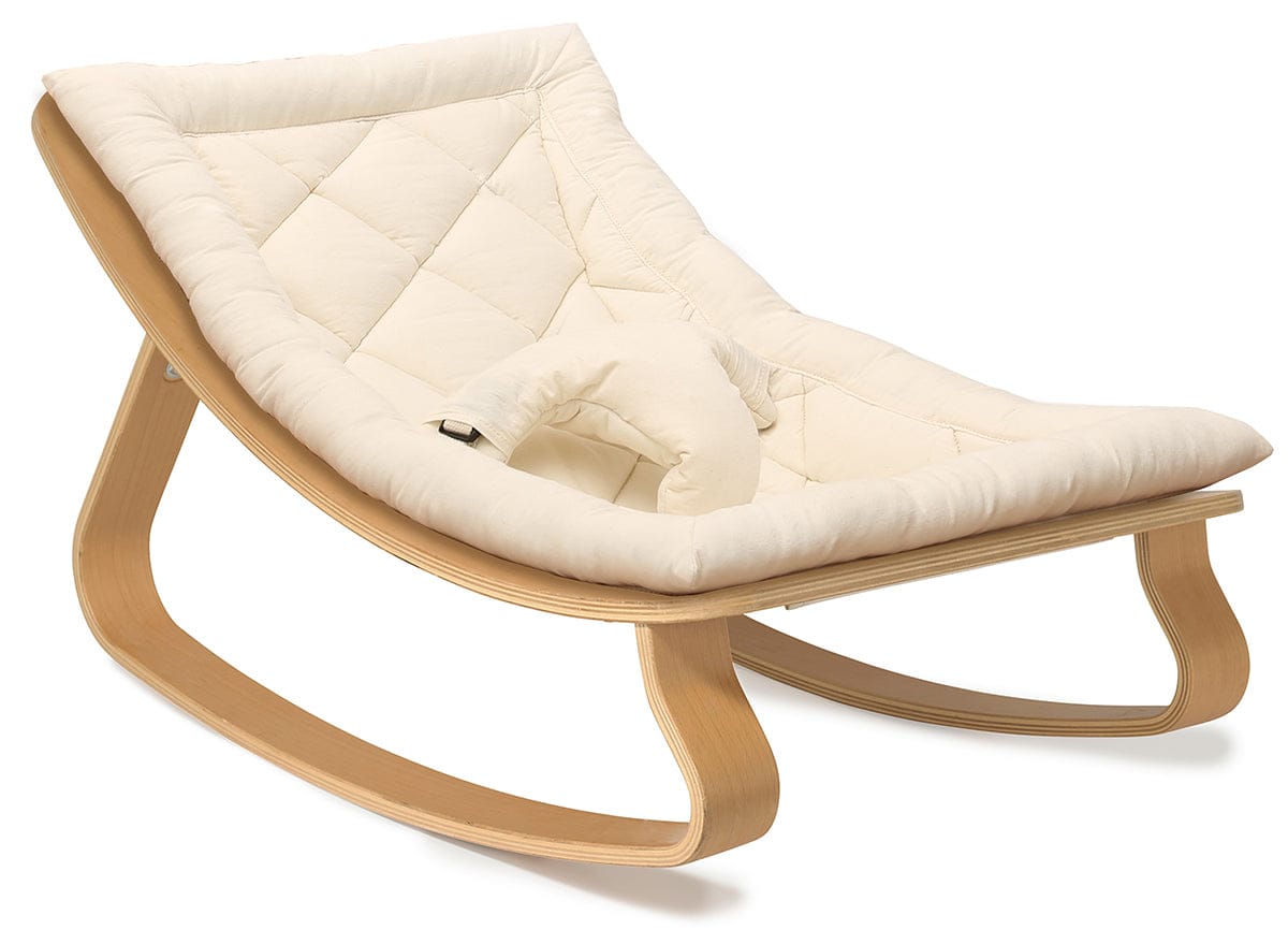 Charlie Crane LEVO Baby Rocker - Beech / Organic White - LEVO-ORG-WHITE