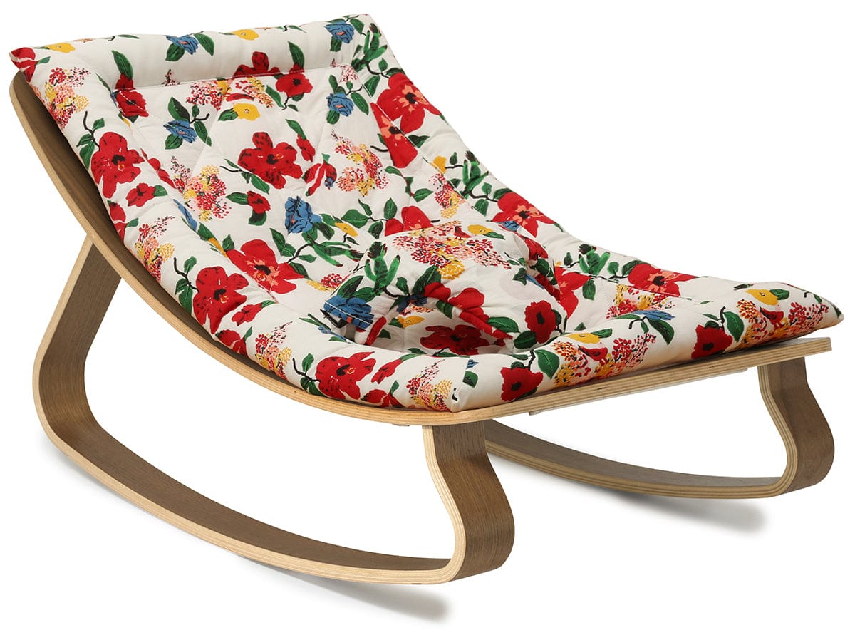 Charlie Crane LEVO Baby Rocker - Walnut / Le Petit Lucas du Tertre Hibiscus