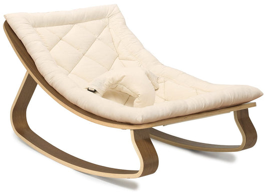 Charlie Crane LEVO Baby Rocker - Walnut / Organic White - LEVO-W-ORG-WHITE