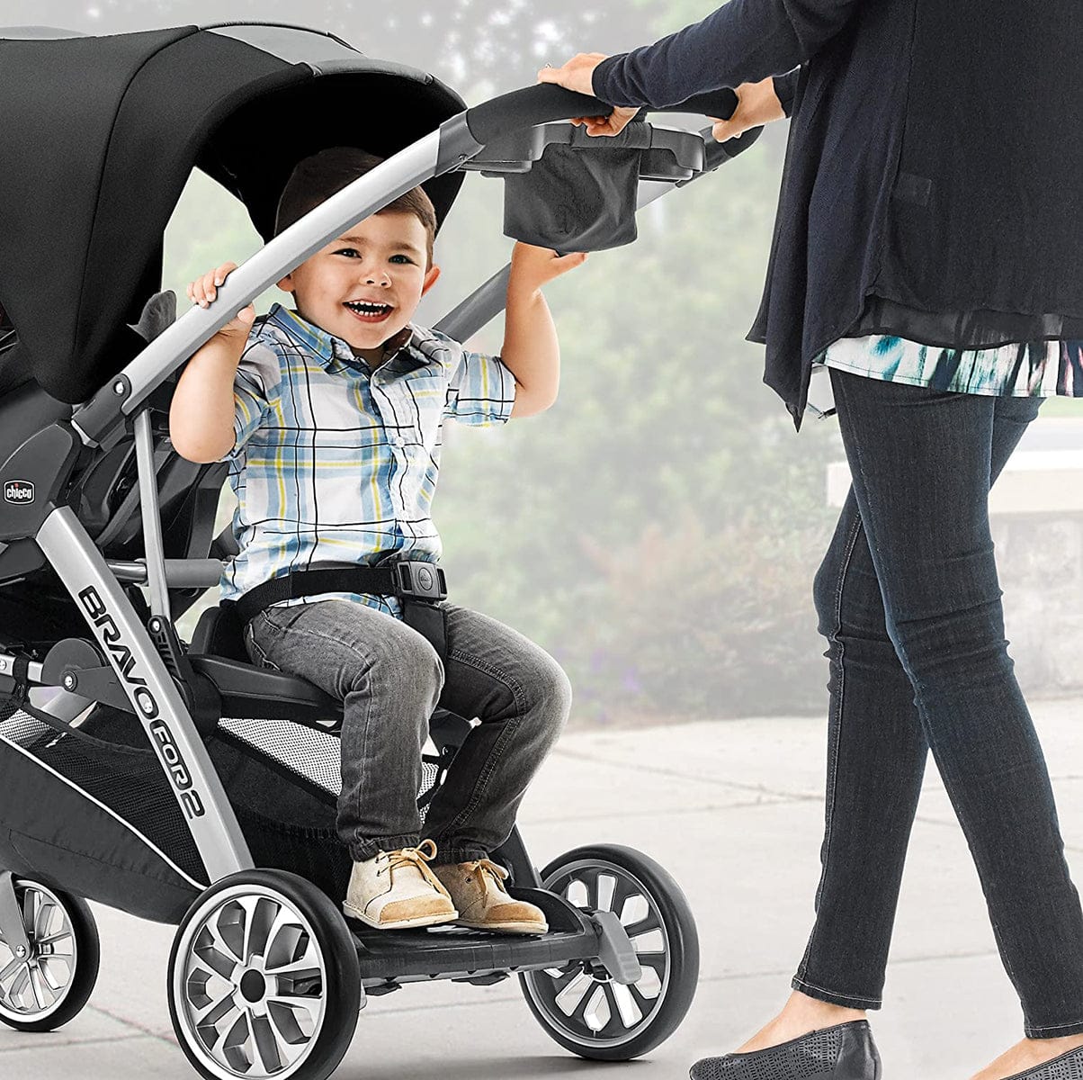 Chicco BravoFor2 Standing/Sitting Double Stroller + Keyfit 30 Travel System Bundle - Iron / Orion - 00079135720070-04061472510070
