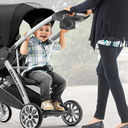 Chicco BravoFor2 Standing/Sitting Double Stroller + Keyfit 30 Travel System Bundle - Iron / Orion - 00079135720070-04061472510070