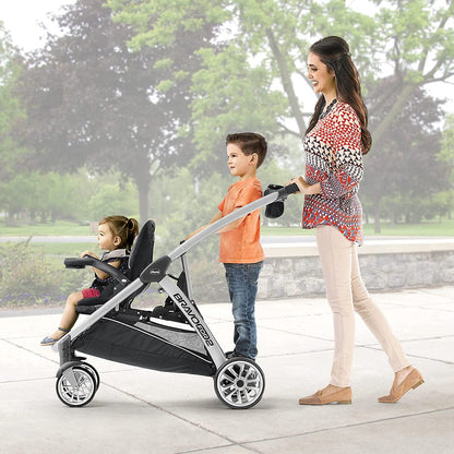 Chicco BravoFor2 Standing/Sitting Double Stroller + Keyfit 30 Travel System Bundle - Iron / Orion - 00079135720070-04061472510070