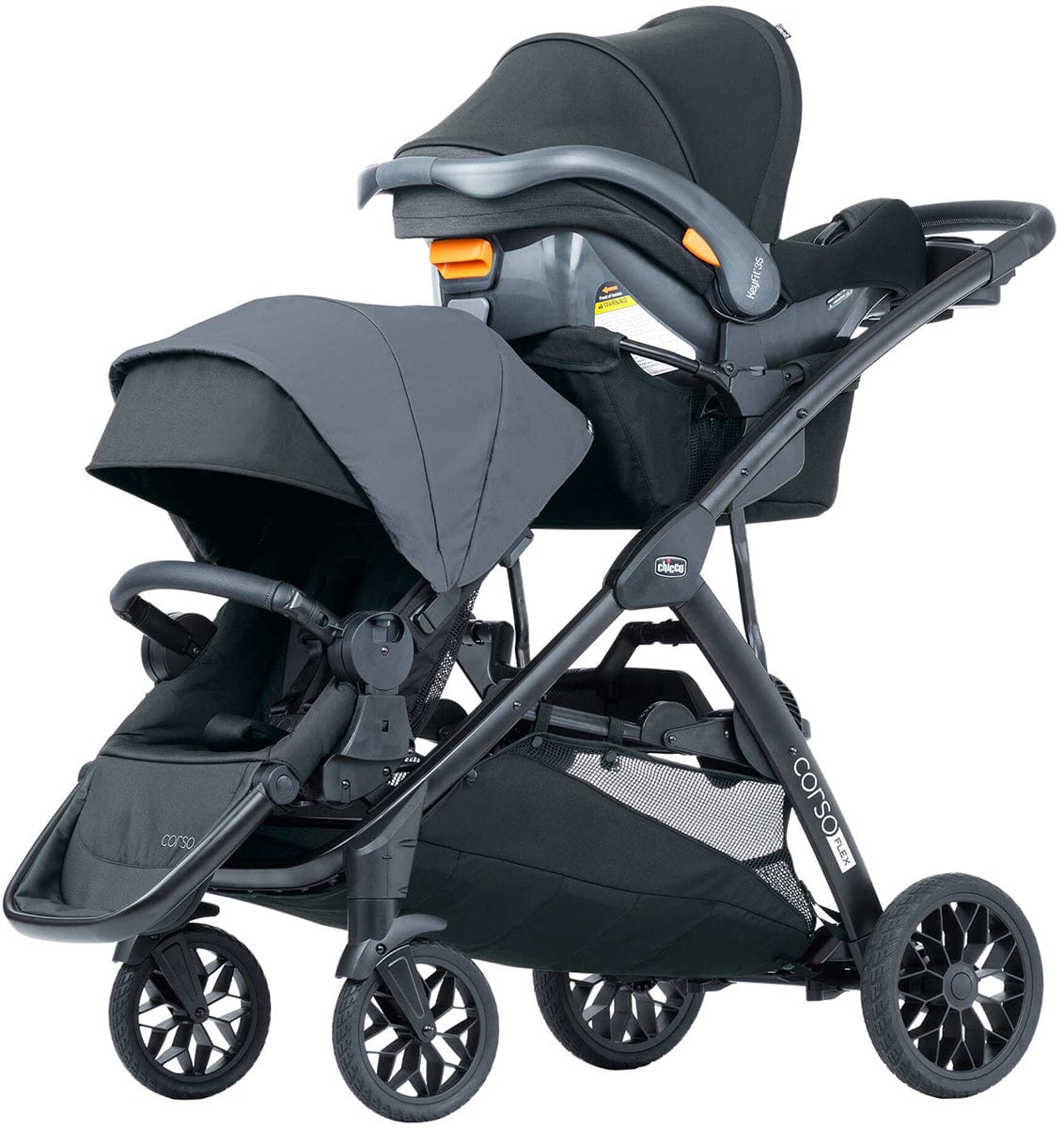 Chicco Corso Flex Sibling Double Stroller Travel System Bundle - Legend - DBL-08087008180070-08079737180070