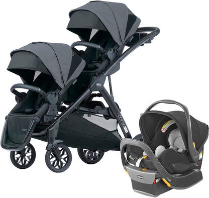 Chicco Corso Flex Sibling Double Stroller Travel System Bundle - Legend - DBL-08087008180070-08079737180070