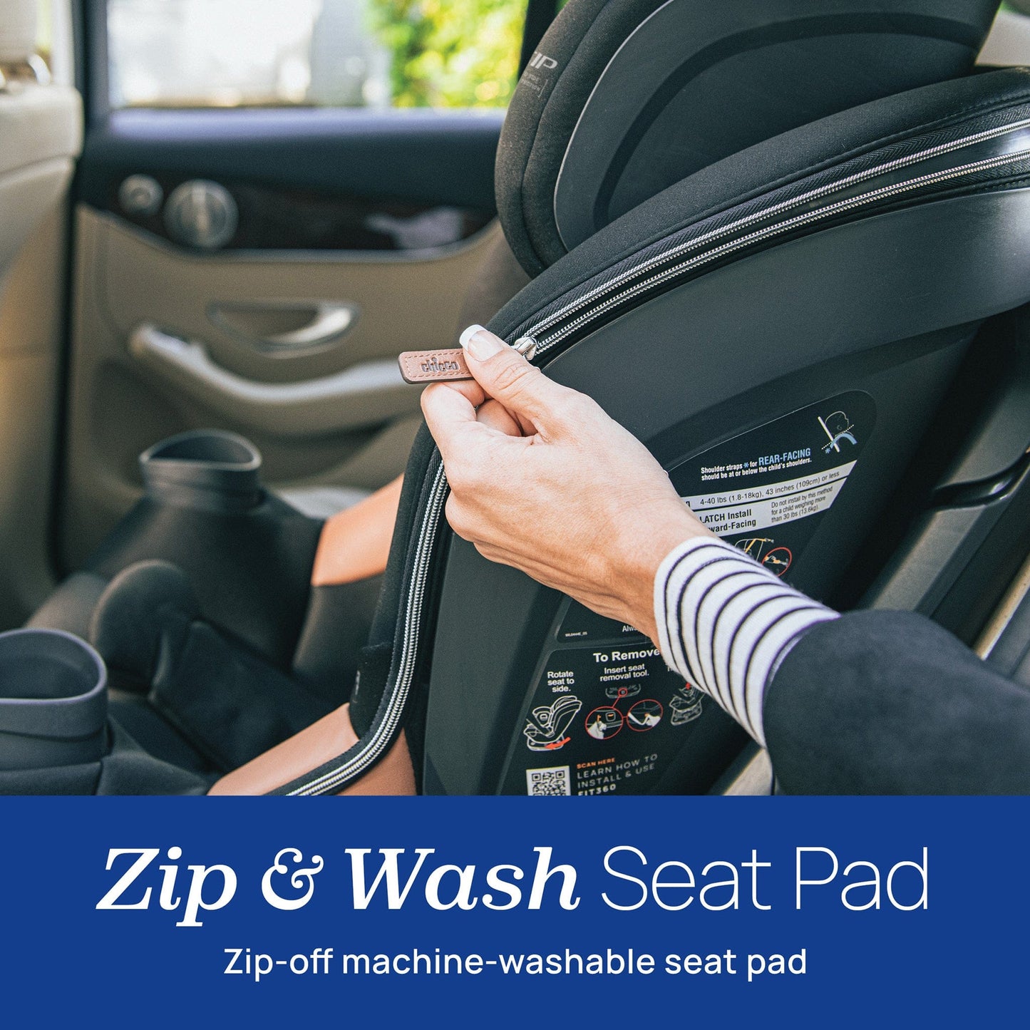 Chicco Fit360 Zip ClearTex Rotating Convertible Car Seat - Jet - 08087073510070