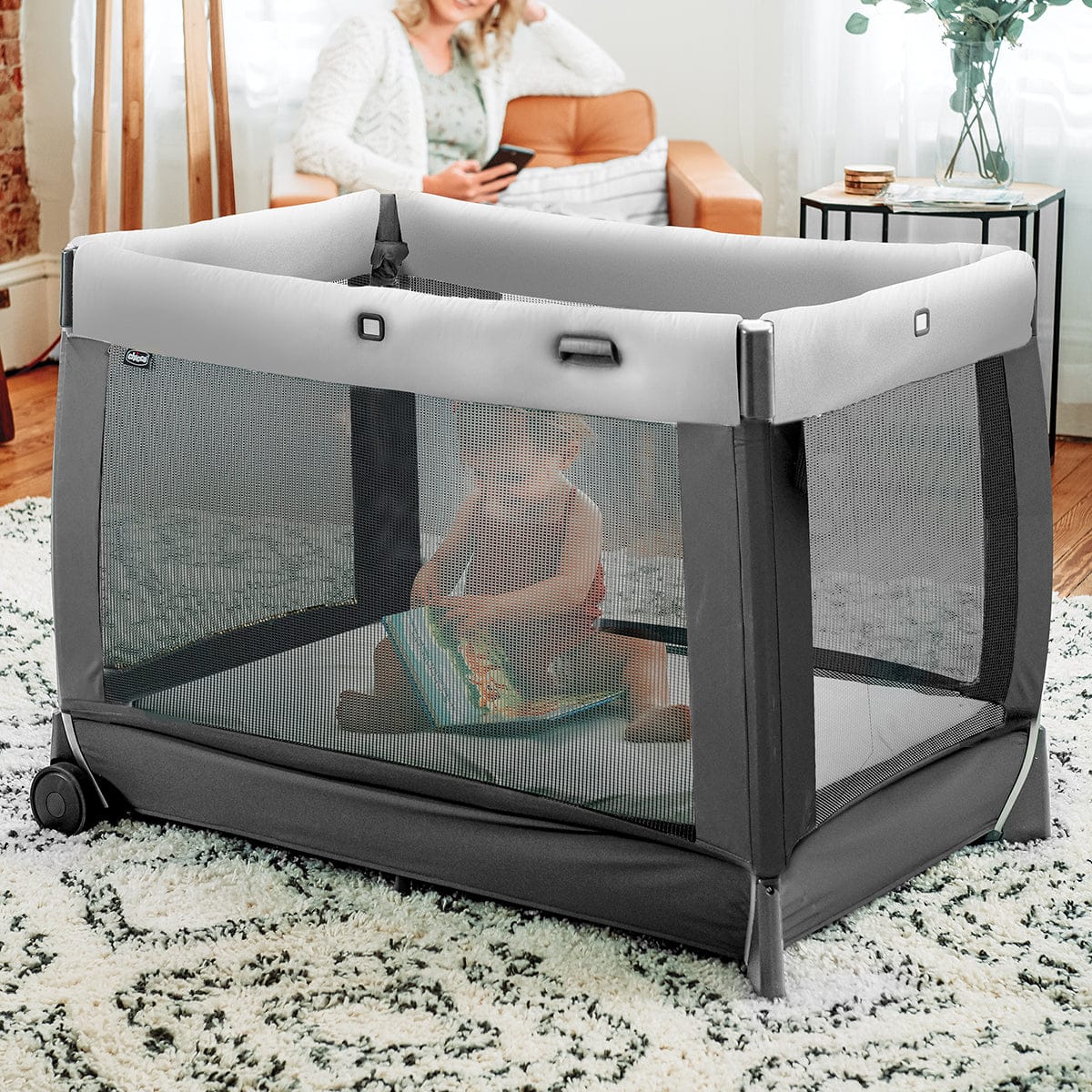 Chicco Lullaby Zip All-in-One Portable Playard - Driftwood - 06079754330070