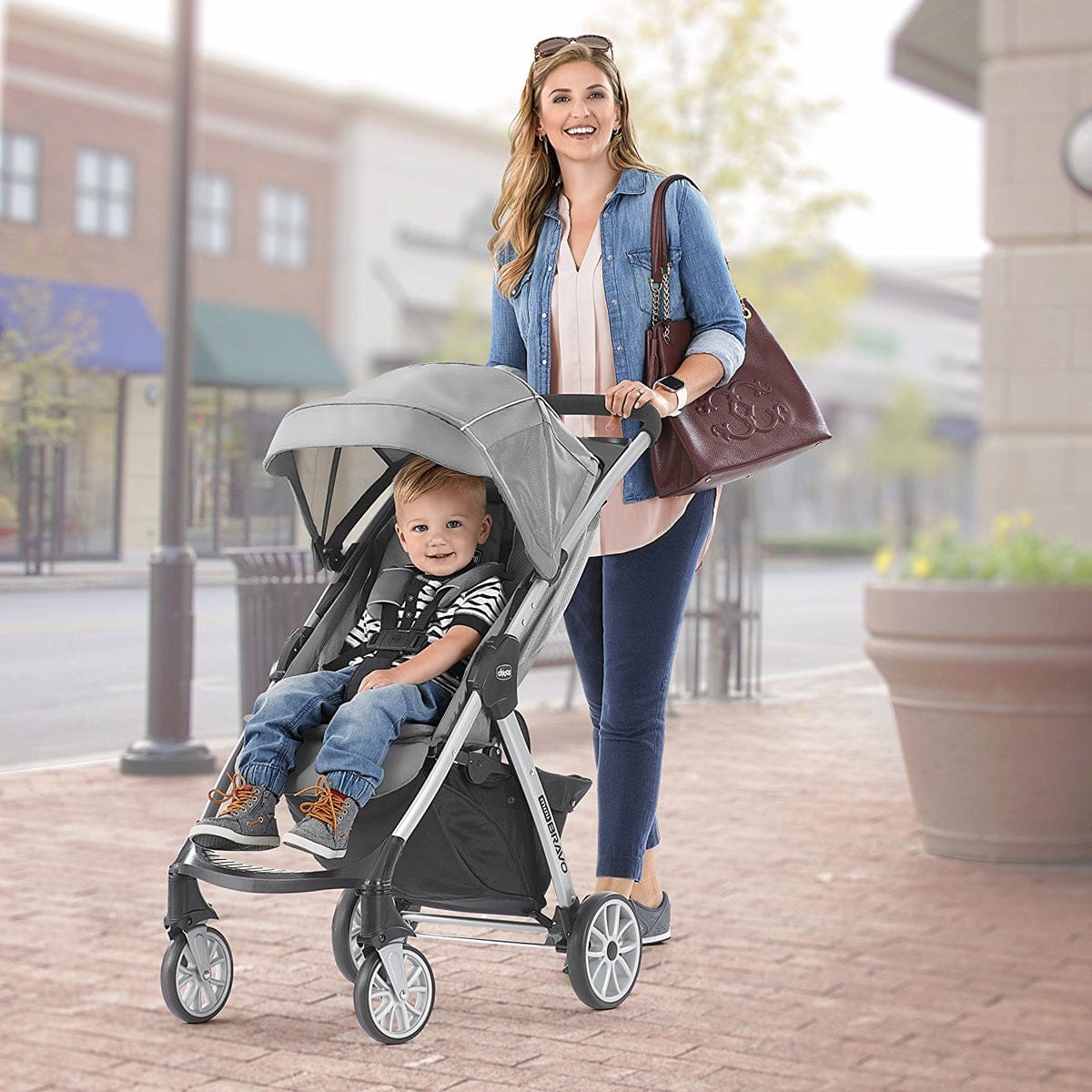 Chicco Mini Bravo Compact Stroller - Stone - 07079663230070